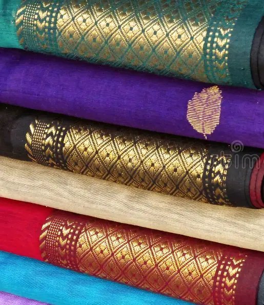 Traditional pattu silk sarees collected by Vennila Pattu Center, Salem